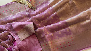 Tissue silk saree pastel Lavender wedding saree Soft pastel silk saree