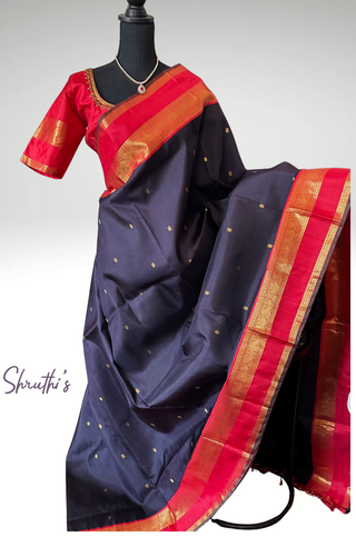 Kanchi pattu saree pure silk navapazham color red silk saree 