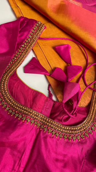 Lightweight and lustrous pure silk saree that drapes beautifully, designed for comfort during weddings and festive events.