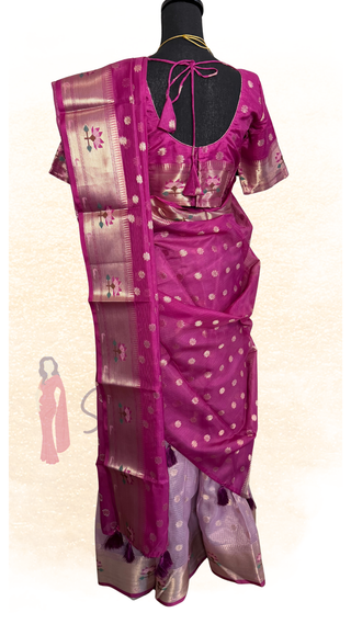 Lightweight zari Kota lehenga with woven designs and padded stitched blouse