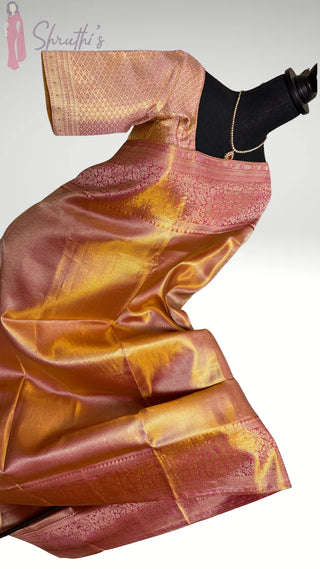 Kalyana pattu wedding gold Handloom Kanjivaram Gold Brocade Pure silk pattumuhurtam saree ready to ship USA