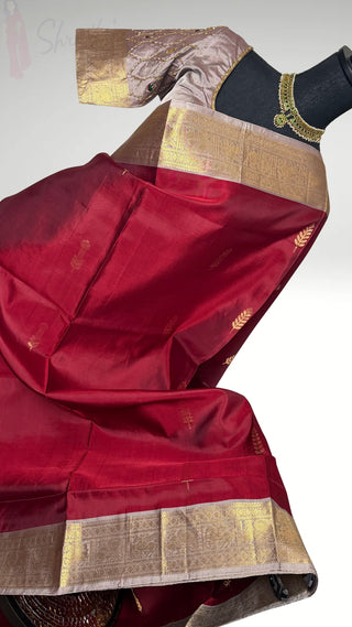Pure Handloom Soft Silk Saree Lotus pink silk saree with embroidered  Stitched Blouse Indian handloom wedding pattu Dark Rust to Grey Saree Online USA Ready to Ship Saree Online USA Easy Drape