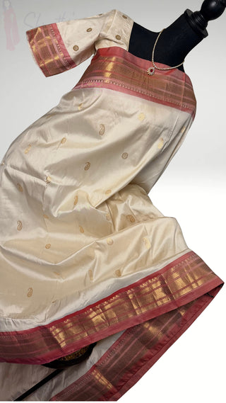 White  Paithani silk saree online usa paithani sarees usa comes with embroidered stitched blouse (Copy)