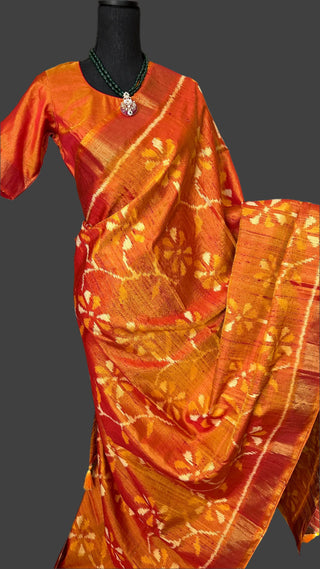 Mustard Gold pure silk saree online usa patola silk saree usa stitched blouse 