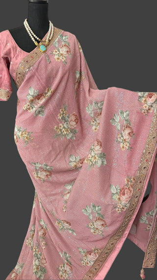 Pastel sequin saree online usa pure georgette usa online