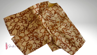 Printed tussar silk ready-made blouse with lining in brown and beige