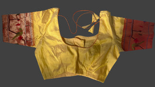 Yellow paithani pure zari pure paithani silk blouse usa online shopping