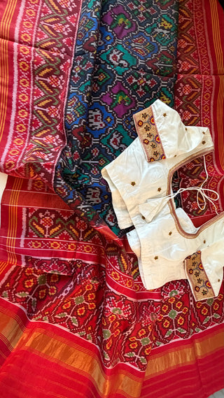 Double Threaded Red Patan Patola Silk Saree