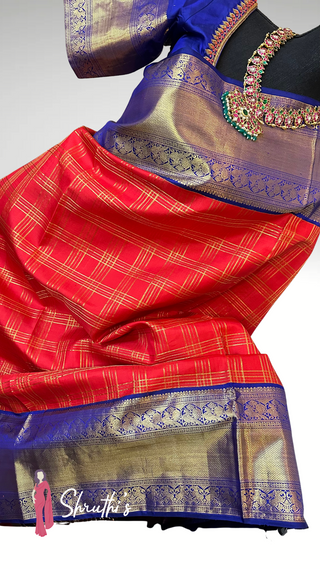 Shop Authentic Kanchipuram Silk Saree Online – Red Kattam Design for USA Brides