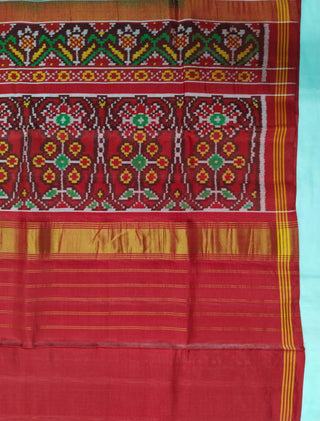 Premium red patan patola silk saree with fall pico and ready blouse