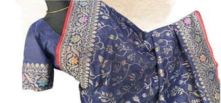 Real zari jamdhani saree with stitched blouse ready to wear