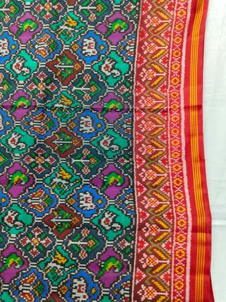 Red patan patola silk saree with stitched blouse size 36 to 42