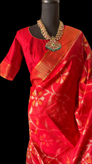 Red patola silk saree raw silk finish pure silk online usa pure patola silk saree online usa 