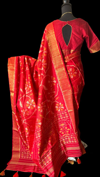 Red patola silk saree raw silk finish pure silk online usa pure patola silk saree online usa 