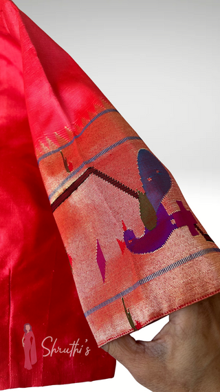 Traditional red silk blouse for sarees online