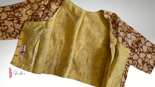 Brown and beige tussar blouse lined and well-stitched for comfort