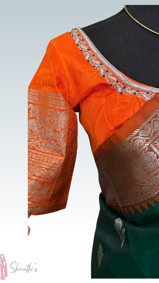 Handloom Venkatagiri Pattu Saree in Orange with Heavy Zari Pallu