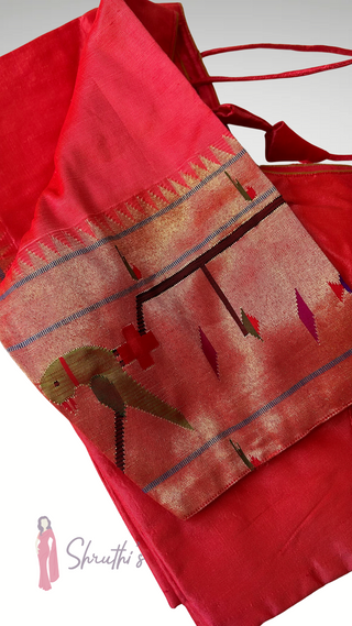 Pure Paithani silk blouse with padded lining and tie backs