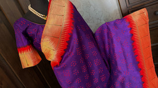 Traditional purple bandhani paithani saree crafted in authentic handloom silk