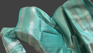Teal kanjivaram silk saree online usa 
