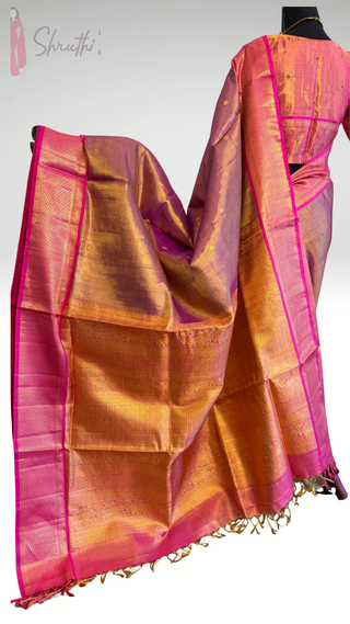 Vairaoosi weave gold tissue Kanjivaram saree wedding wear