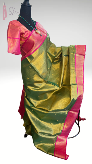 green vairaoosi silk saree tissue silk stitched blouse usa 