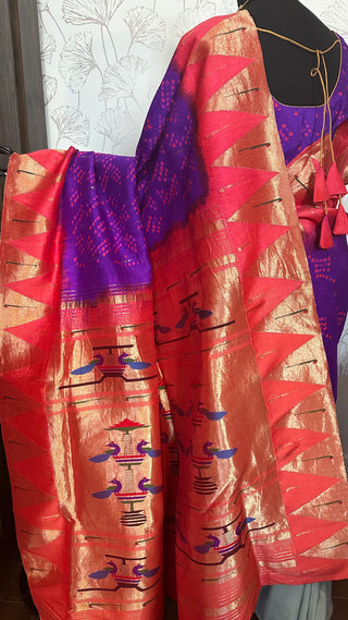 pure zari bandhani silk saree usa 