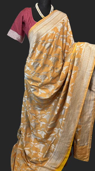 Pure Tussar Beneras silk saree  Pure tussar banarasi silk saree online usa with priceTussar Banarasi Saree Price  Tussar Banarasi Saree online Banarasi Tussar Silk SareePure tussar banarasi silk saree online usa with price