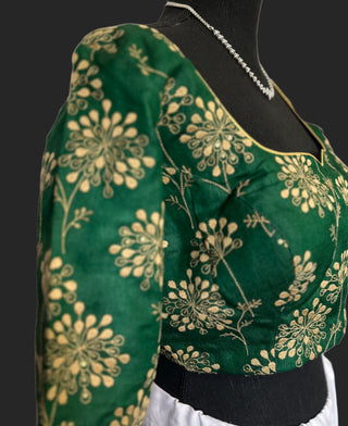 Bottle green Pure silk blouse with hand embroidered online usa