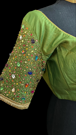green embroidered blouse gemstone blouse for pattu saree online usa gold blouse 