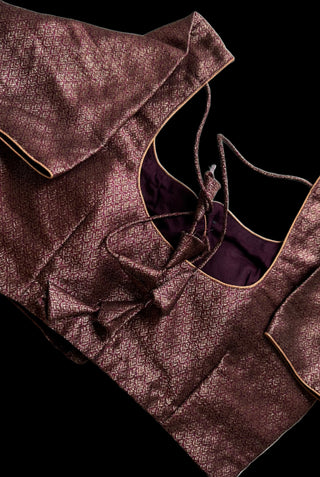 Brocade pure silk maroon blouse online usa