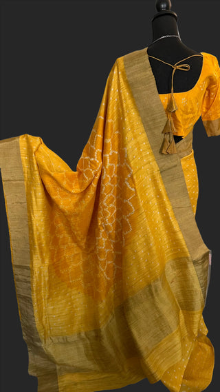 Bandhani silk saree yellow saree jute saree online usa