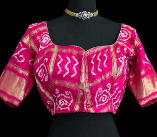 Dark Pink Bandhani silk blouse online usa silk blouses ready to wear online shopping bandhani blouse online