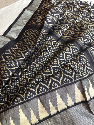 Black patola silk saree silver zari saree usa