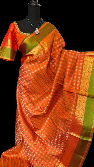 Bridal kanchi pattu saree online usa pure silk saree online  orange kanchi pattu saree online usa 