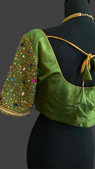 green embroidered blouse gemstone blouse for pattu saree online usa gold blouse 
