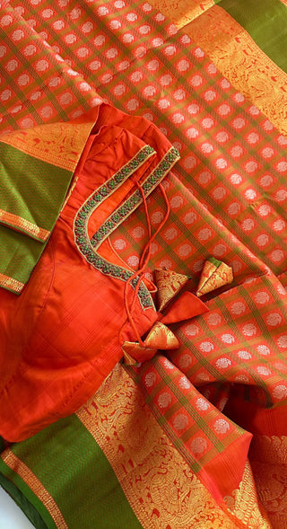 Bridal kanchi pattu saree online usa pure silk saree online orange kanchi pattu saree online usa 