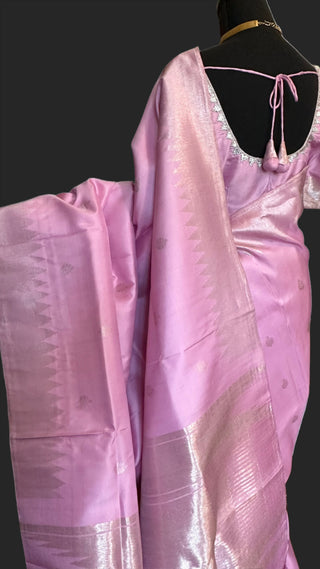 pastel pink kanjivaram silk traditional