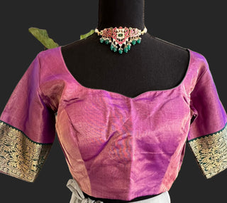 Violet tissue Chanderi silk with  blouse pure silk blouses
