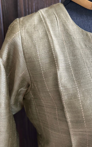 Olive green Tussar salwar set online  Tussar salwar online shopping usa  Pure Silk salwar suits Pure Silk Churidar Set 