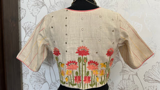 White pure cotton blouse embroidered online usa
