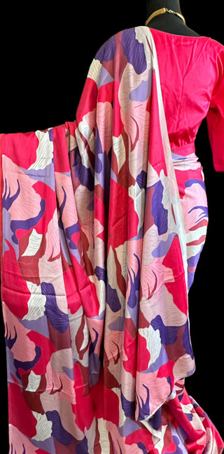 Satin silk saree with prestitched blouse online usa