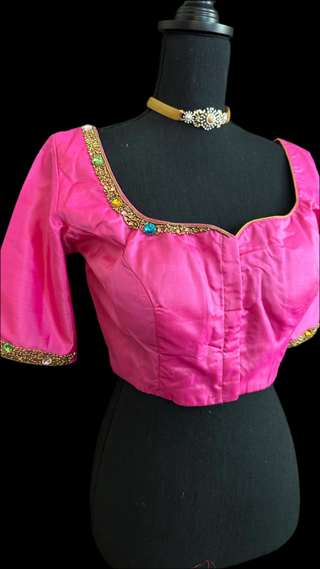 ready to wear Pure kanchi pink silk blouse online usa 