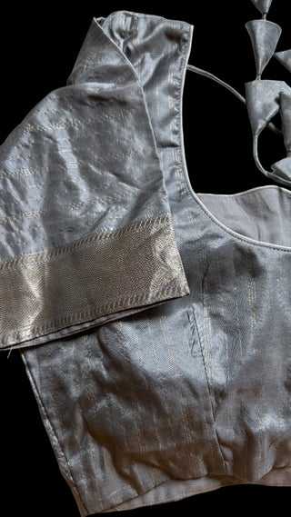 Grey beneras pure silk readymade blouse online usa
