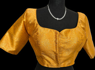 Gold brocade stitched blouse online usa pure blouse online usa silk blouses ready to wear online shopping bandhani blouse online