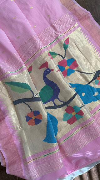 Pure paithani saree cotton paithani saree pink paithani usa 
