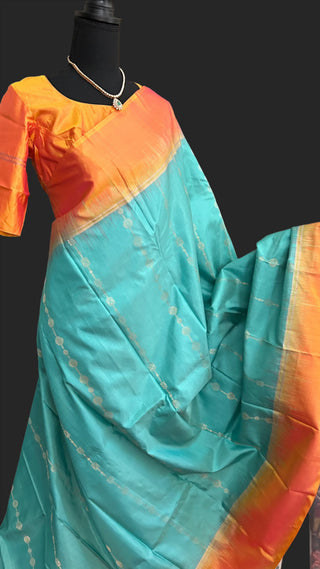 Teal mustard soft silk saree online usa