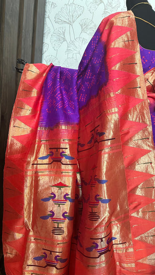 purple bandhani silk saree usa 