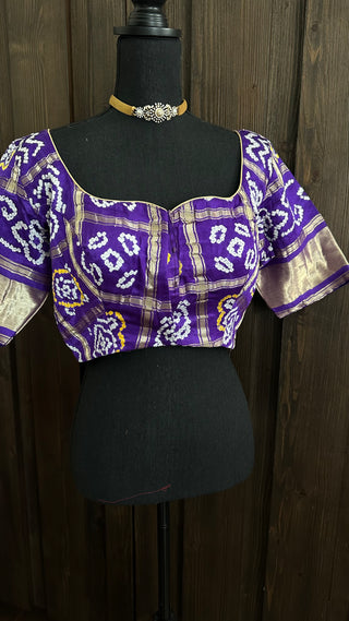 Purple Bhandini blouse ready to wear blouse bandhani silk ready to wear online usa silk blouses bandhani blouse online