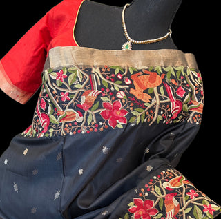 Black soft silk kanjivaram’s blouse border usa